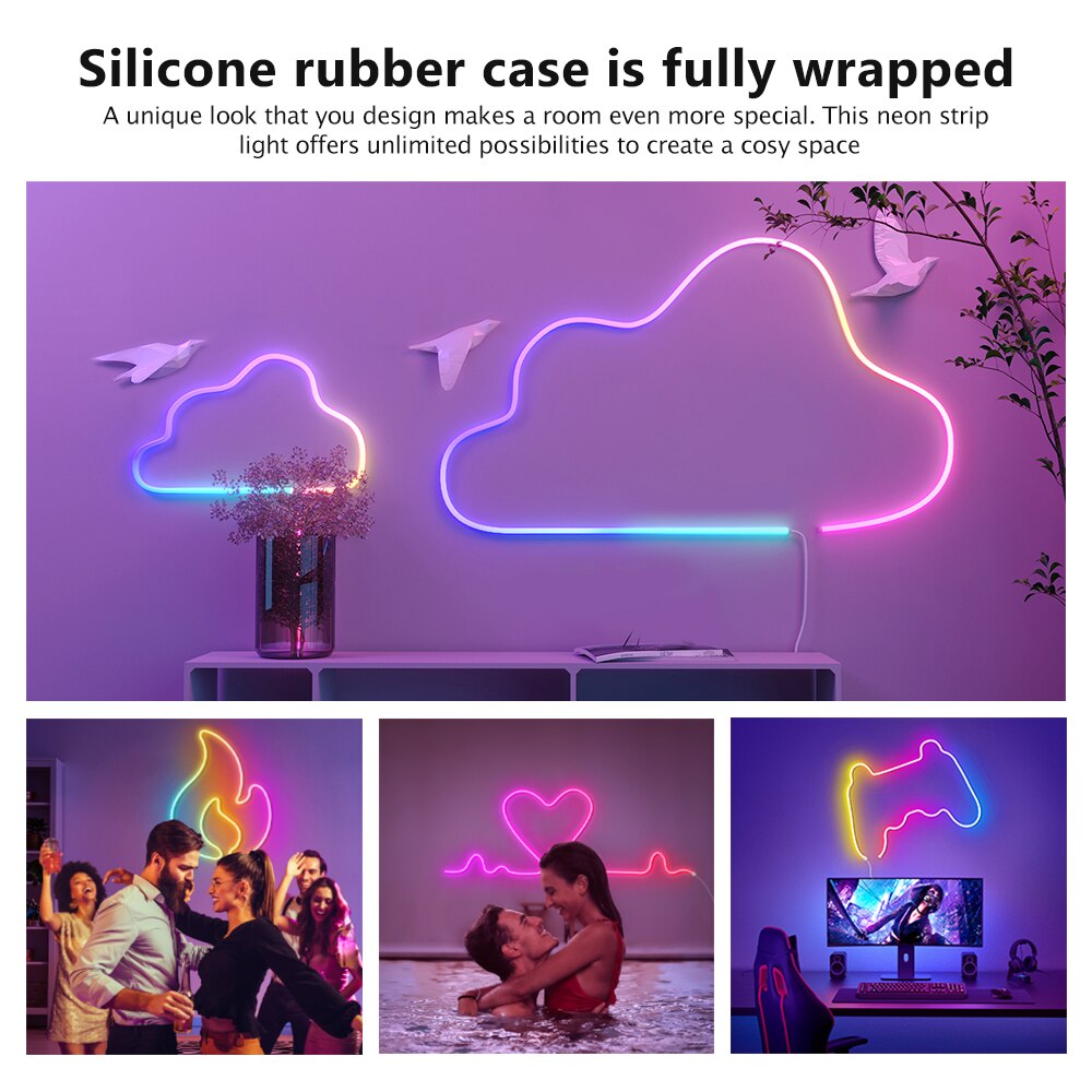 Neon LED Strip Lights, Waterproof, RGBIC, 3-meter