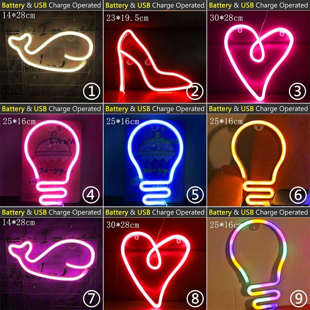 Vibrant LED Neon Signs for Wall Décor, USB Powered