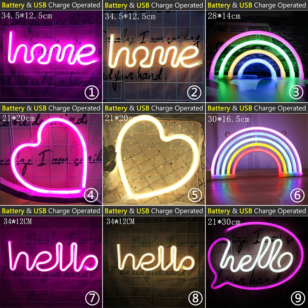 Vibrant LED Neon Signs for Wall Décor, USB Powered