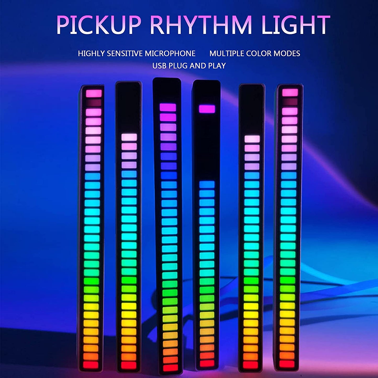 RGB Voice Activated LED Light Bar, Sensitive Light Strip for Car or Bedroom Décor