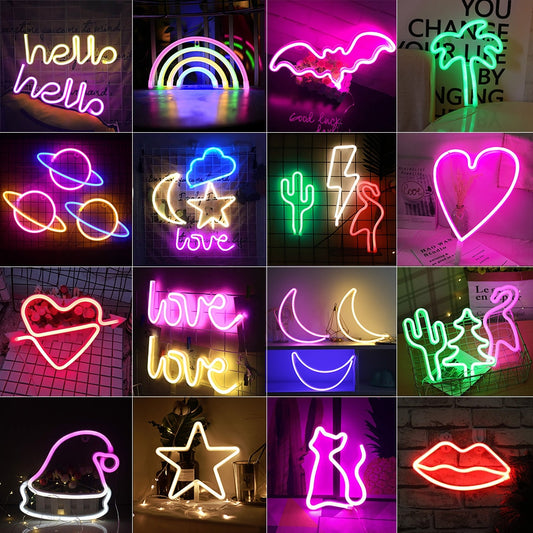 Vibrant LED Neon Signs for Wall Décor, USB Powered