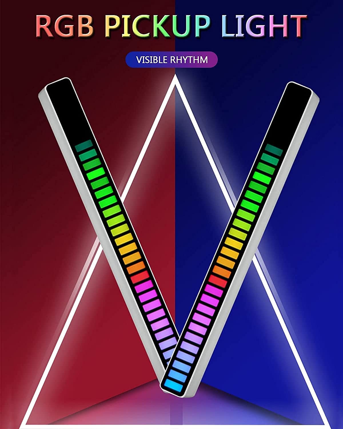 RGB Voice Activated LED Light Bar, Sensitive Light Strip for Car or Bedroom Décor