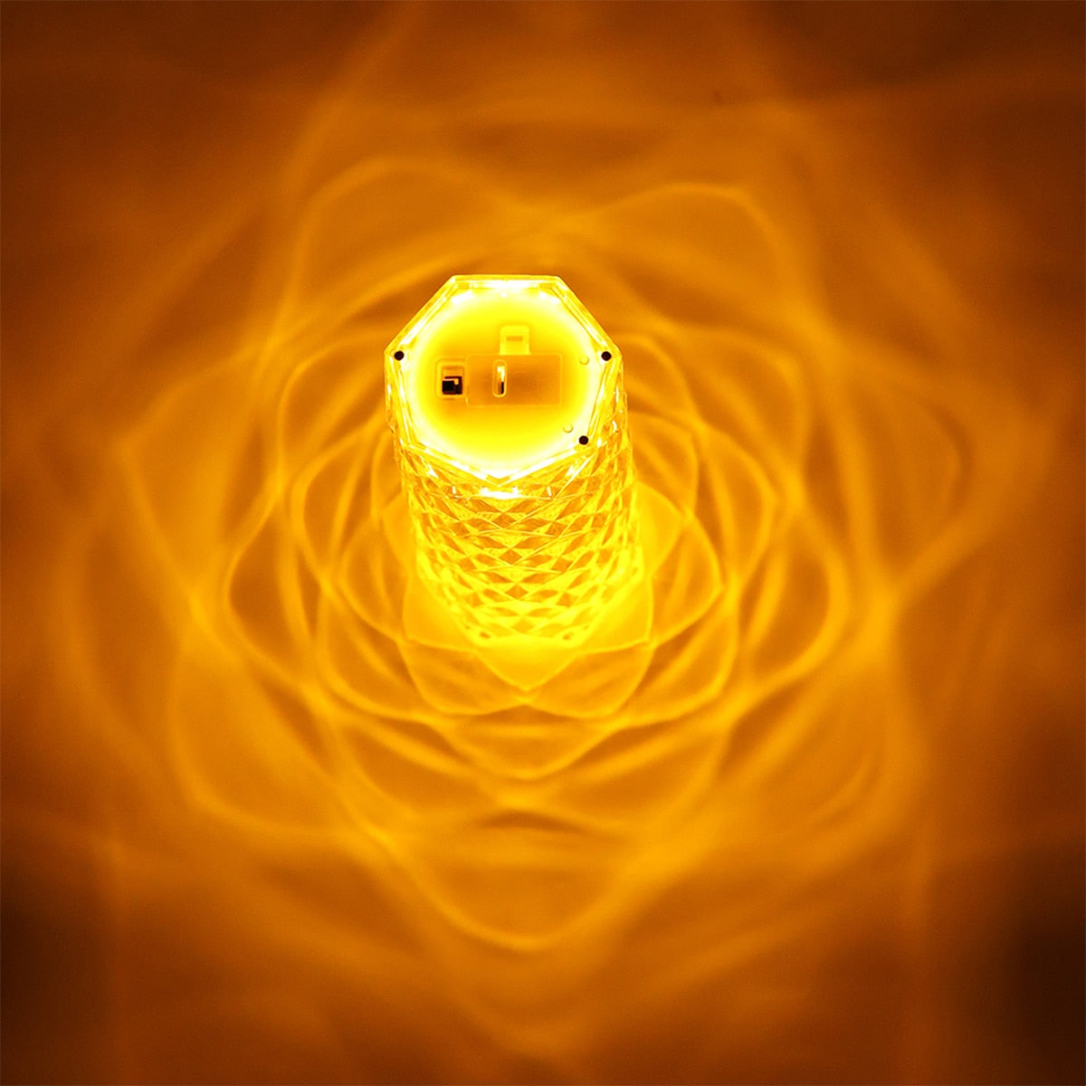 Rose Crystal Glass Table Lamp, 3D Light