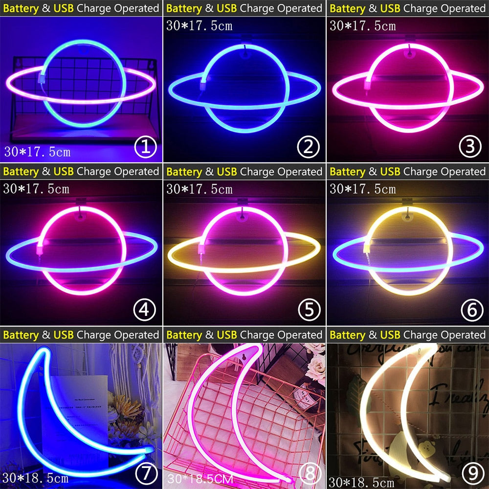 Vibrant LED Neon Signs for Wall Décor, USB Powered
