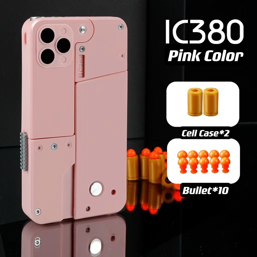 Mobile Phone Case Shape Changing Soft Gun Toy with Bullets, Convertible Phone Cover