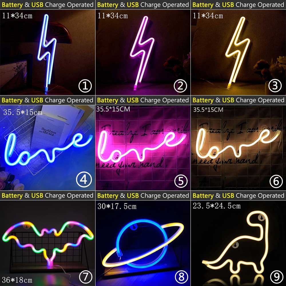 Vibrant LED Neon Signs for Wall Décor, USB Powered