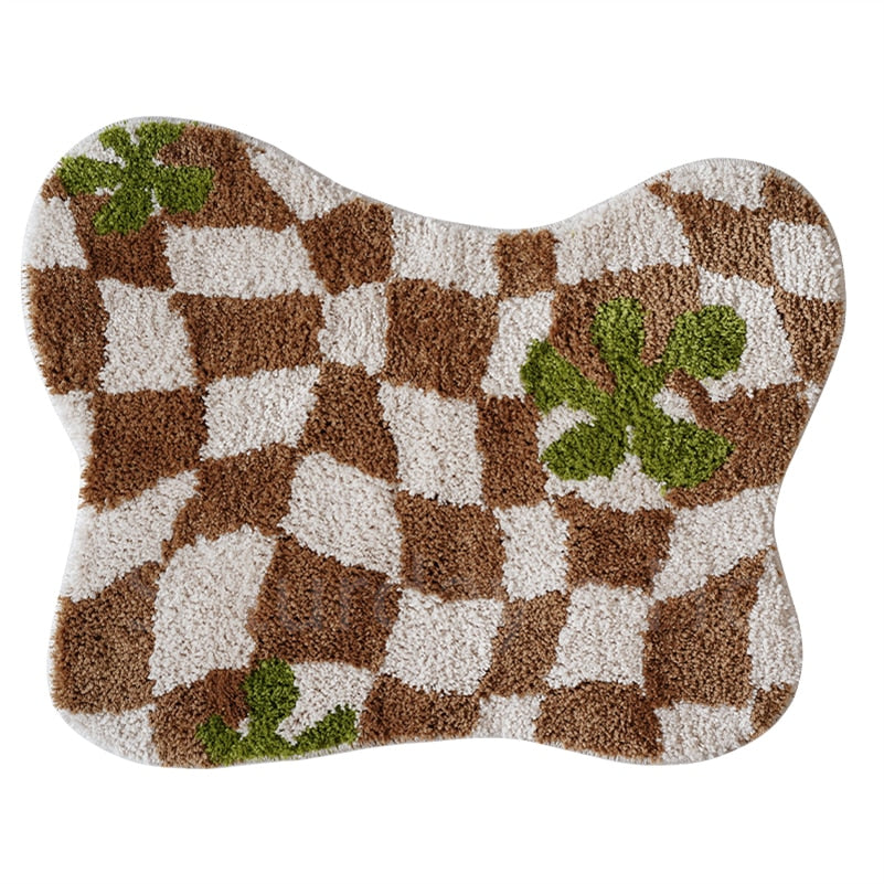 Irregular Plaid Carpet, Home Décor Checkered Rug, Anti-Skid