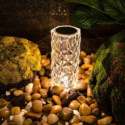 Rose Crystal Glass Table Lamp, 3D Light