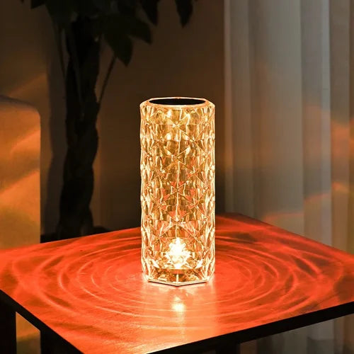 Rose Crystal Glass Table Lamp, 3D Light