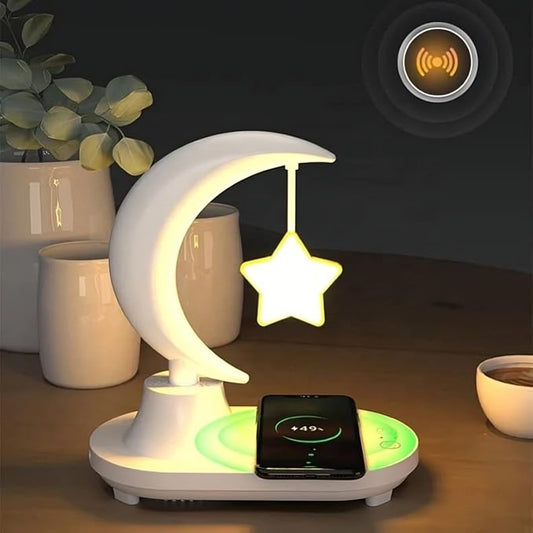 Crescent Moon LED Lamp | Wireless Charging Pad | Bluetooth Speaker, 3-in-1
