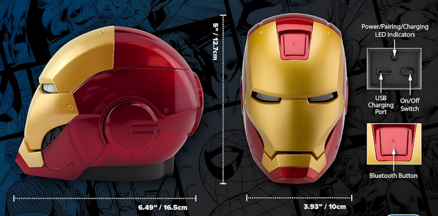 Portable Ironman Helmet Bluetooth Wireless Speaker, Mini