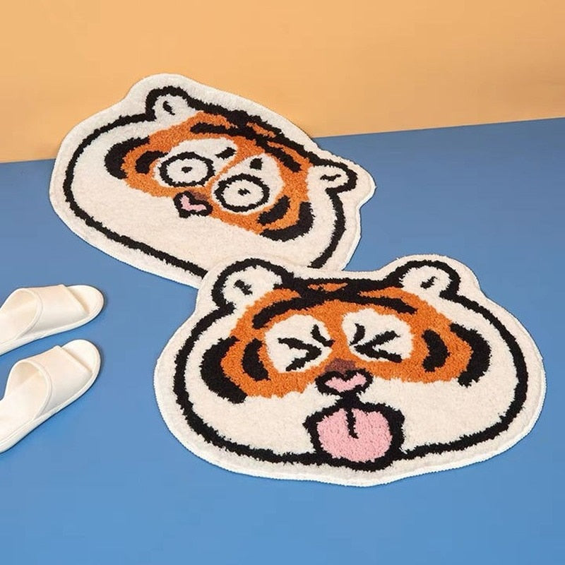 Tiger Shaped Bathmat, Cute Anti-Skid Floor Mat for Hall or Bedrooms