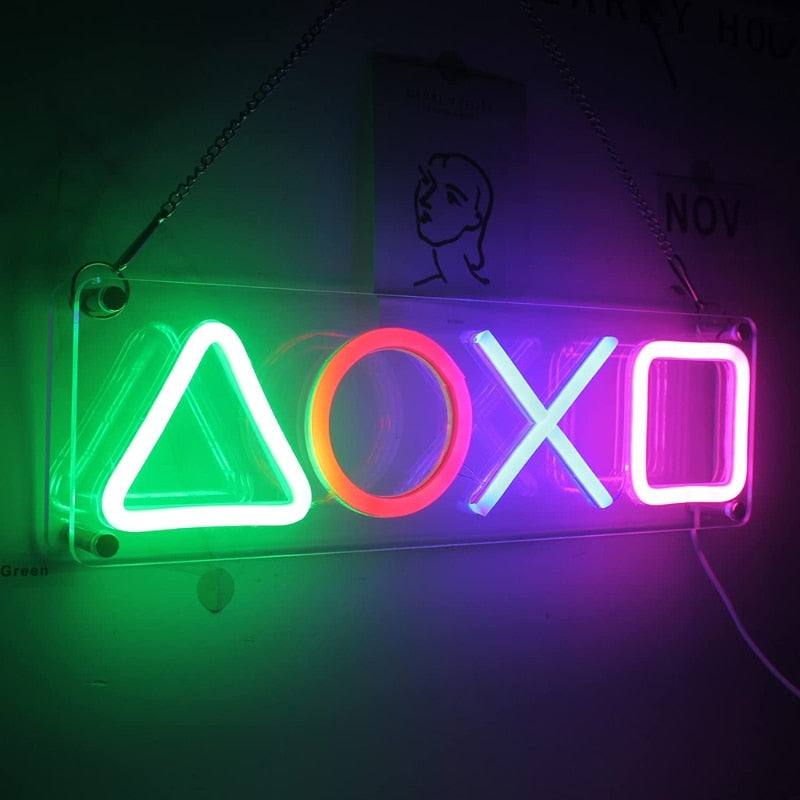 LED Neon Sign for Game Room, Neon Lights for Bedroom, Multicolor, 40x12 cm