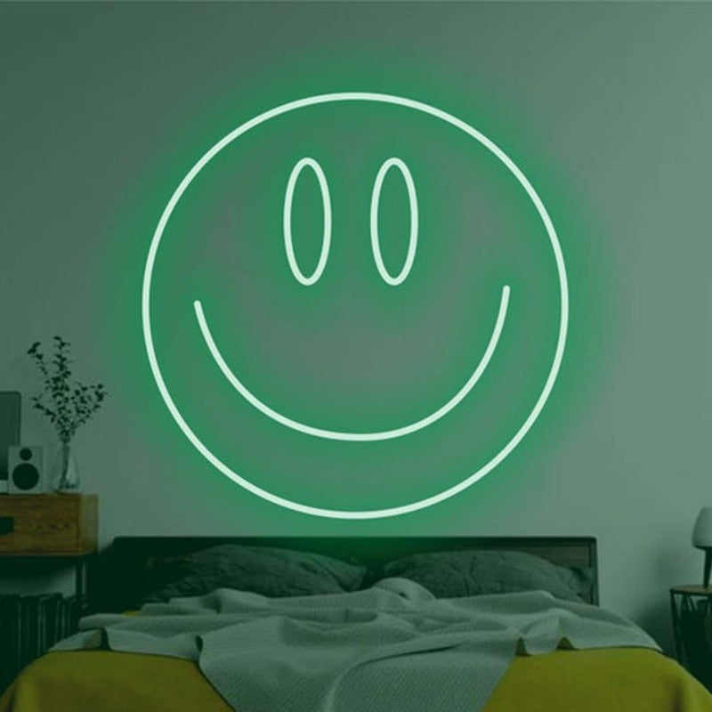 Tongue Out Smiling Face Transparent LED Neon Sign, 35 cm