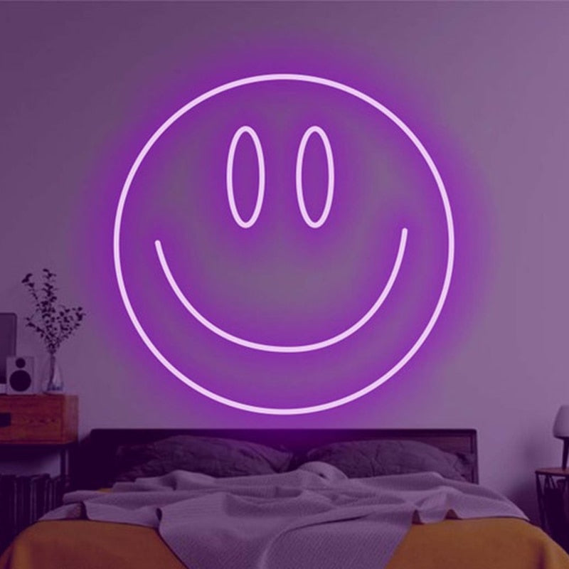 Tongue Out Smiling Face Transparent LED Neon Sign, 35 cm