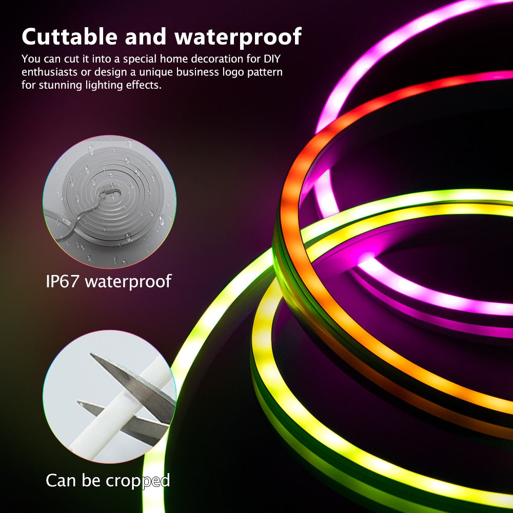 Neon LED Strip Lights, Waterproof, RGBIC, 3-meter