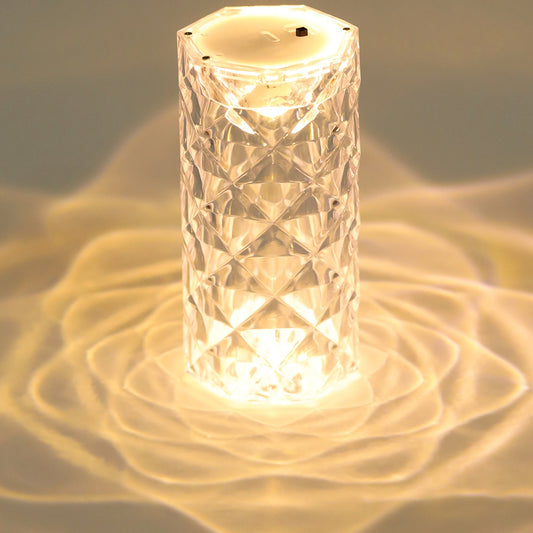 Rose Crystal Glass Table Lamp, 3D Light