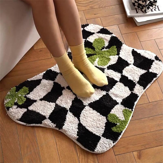 Irregular Plaid Carpet, Home Décor Checkered Rug, Anti-Skid