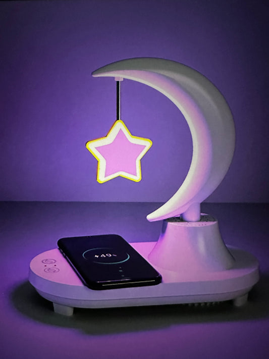 Crescent Moon LED Lamp | Wireless Charging Pad | Bluetooth Speaker, 3-in-1